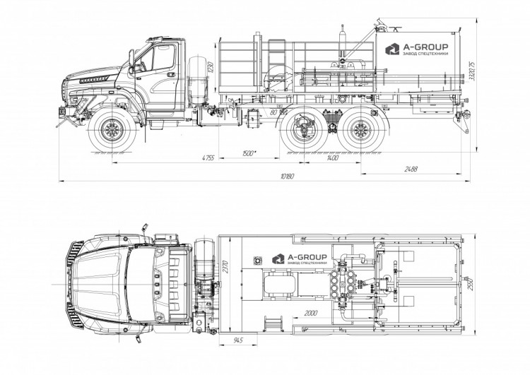 Чертеж: Цементировочный агрегат ЦА-320 на шасси Урал 4320-72