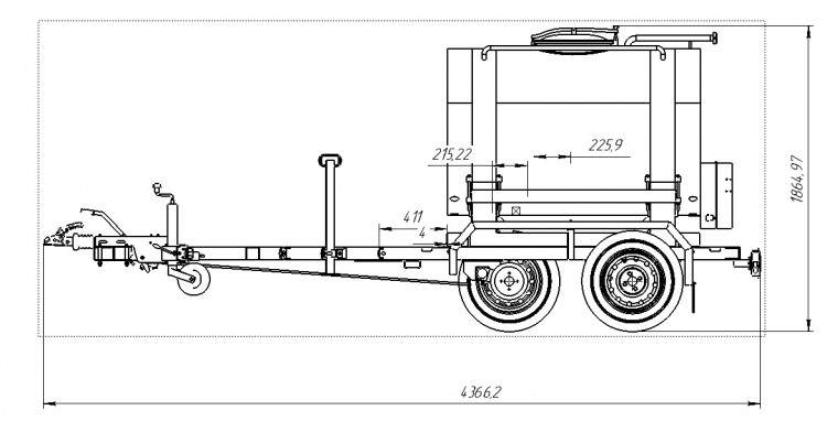 Чертеж: Прицеп-цистерна для пищевых жидкостей (1200 л)