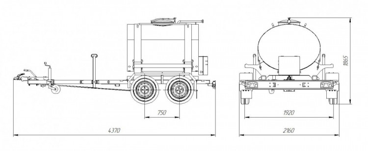 Чертеж: Прицеп-цистерна для пищевых жидкостей (1200 л)