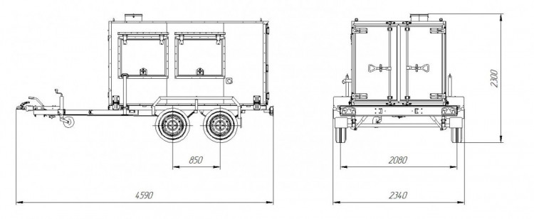 Чертеж: Теплогенератор непрямого нагрева на прицепе TG-230L (УМП-200)