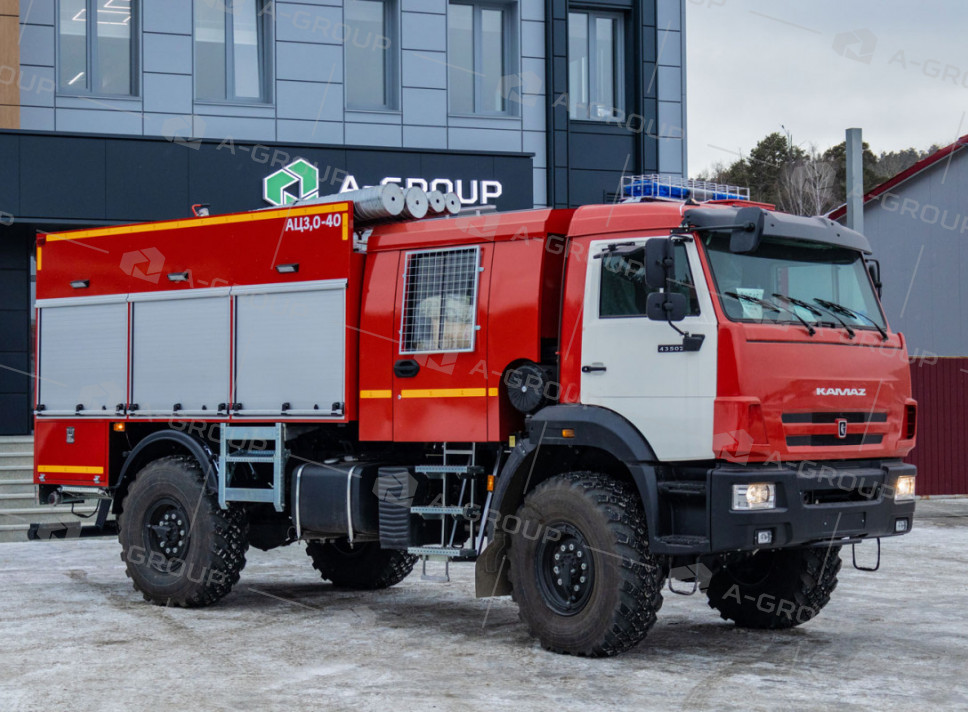 Автоцистерна пожарная АЦ 3,0-40 на шасси Камаз 43502 (4х4)