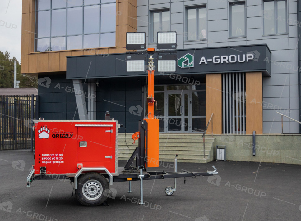 Мачта освещения на автомобильном прицепе